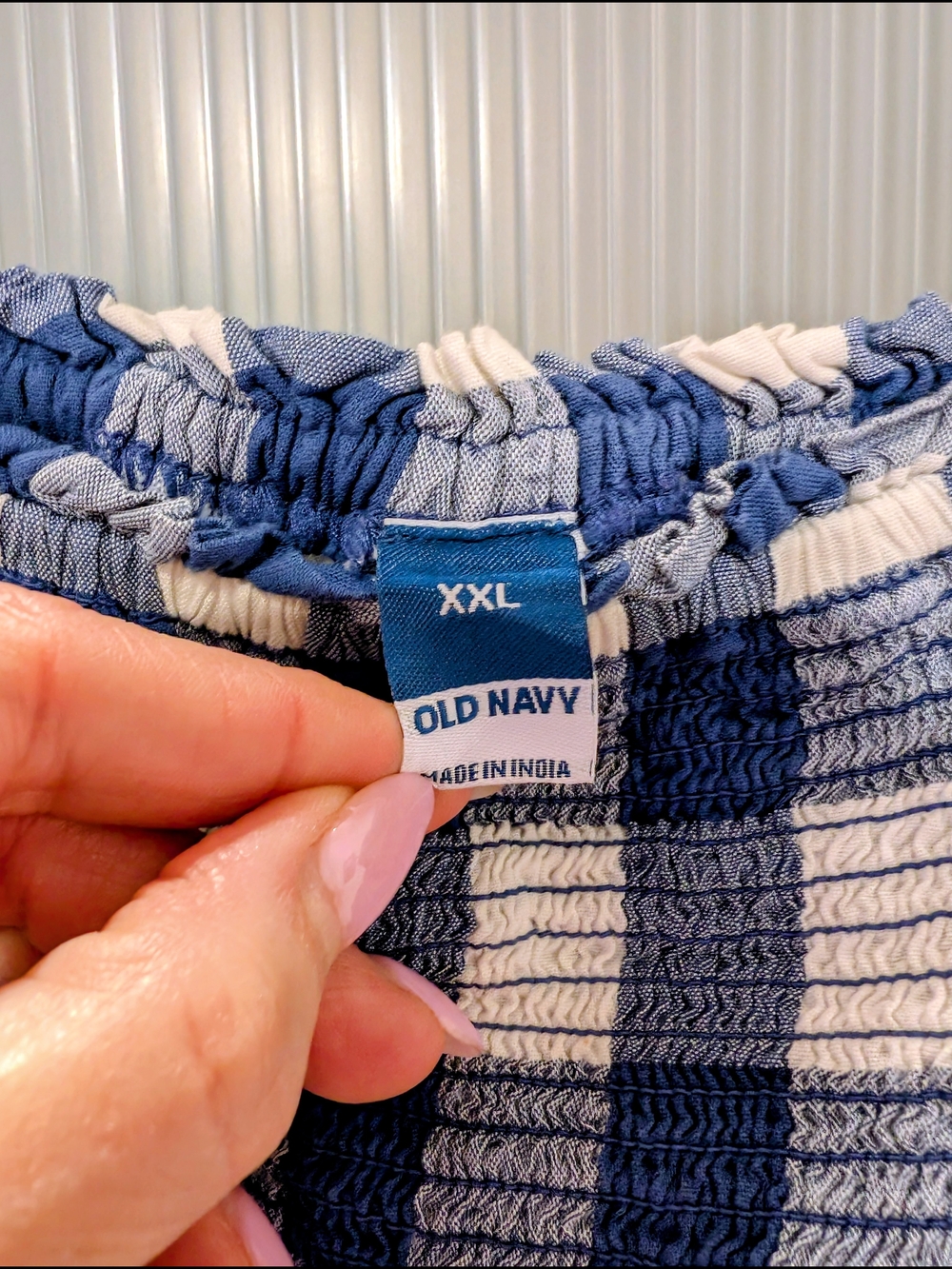 Old Navy Blue and White Gingham Sundress with Ruffle Straps - Picture 3 of 4